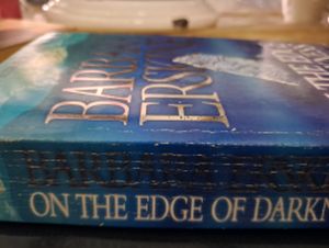 Photof the cracked spinf of On the edge of Darkness by Barbara Erskine.