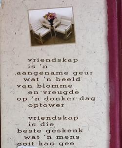 Agterbacl van Foto's van ons vriendskap - Floris Knouwds. Foto deur Karin's Treasures. 