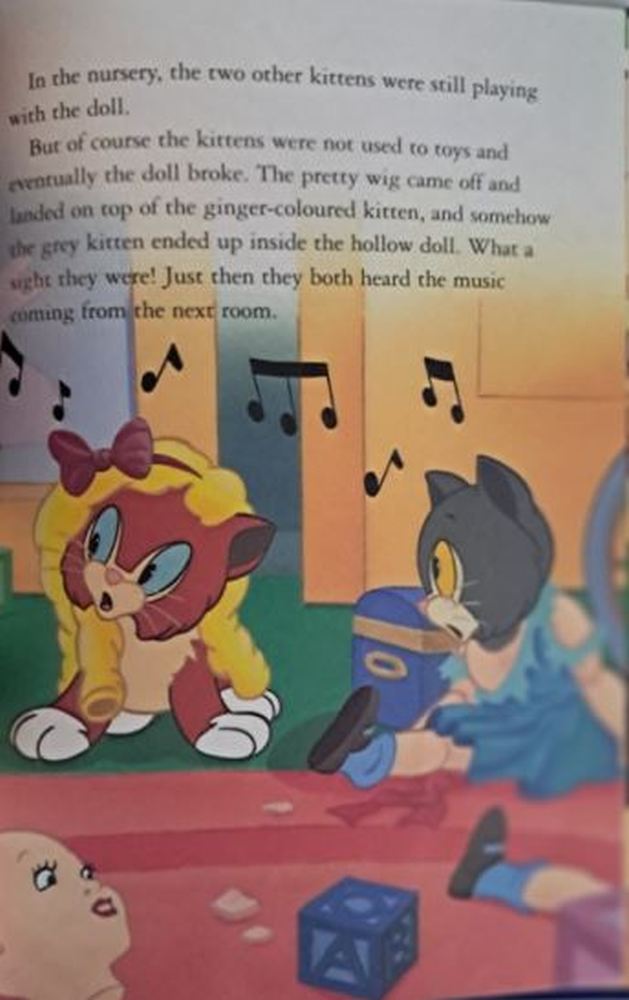 three orphan kittens inside page