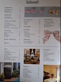 Foto van die inhoudsopagwe van Handwerk vir die huis deur Martini Nel Hardeband-uitgawe. Foto deur Karin's Treasures.