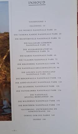 Inhoudsopgawe van Die Nasionale Parke van Suid-Afrika - Anthony Bannister