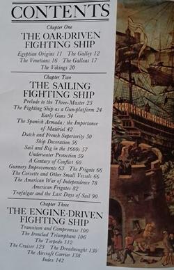 Content page of A History of Fighting Ships by Richard Hough .