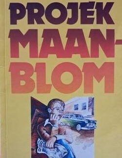 Voorblad van Projek Maanblom deur Esta Steyn, ’n Afrikaanse jeugboek uit 1985.