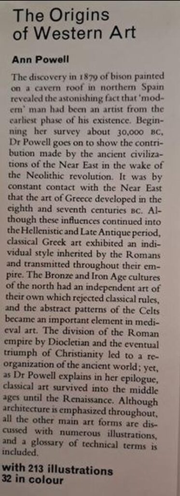 The Origins of Western Art book description page summary