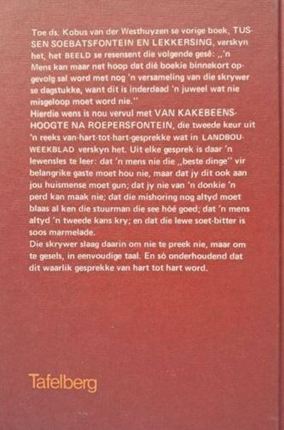 Agterblad van Van Kakebeenshoogte tot Roepersfontein - Ds Kobus van der Westhuyzen.