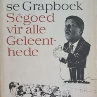 Voorblad van Fanus se Grapboek: Sêgoed vir alle Geleenthede deur Fanus Rautenbach, ouer Afrikaanse humorboek met sigbare ouderdomsmerke aan die stofomslag